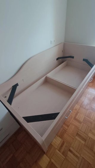 Cama juvenil madera beige con cajones