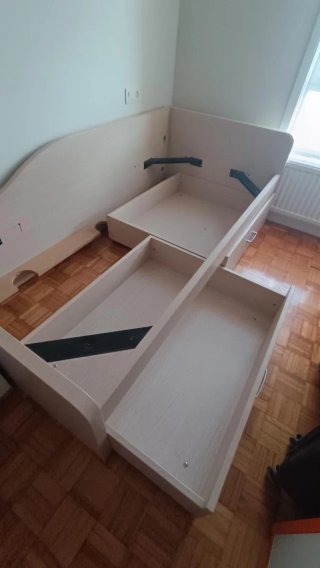 Cama juvenil madera beige con cajones