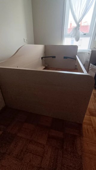 Cama juvenil madera beige con cajones