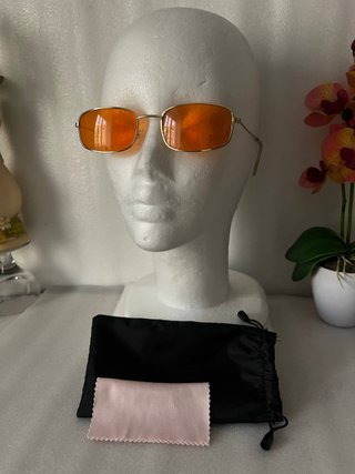 Gafas de sol hippies doradas lentes naranjas