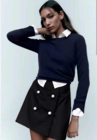 Falda Zara negra con perlas