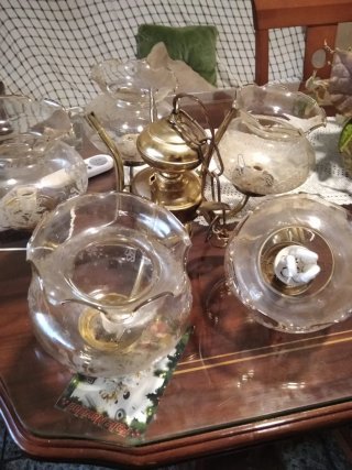 Lámpara de techo antigua de cristal y metal