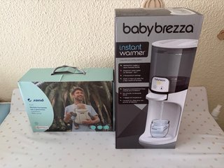 Calentador de agua Baby Brezza y mochila porteo