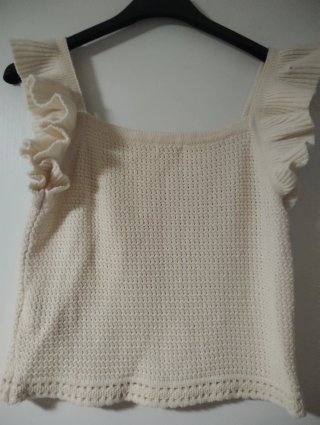 Top Sfera niña crochet flores T13-14 nuevo beige