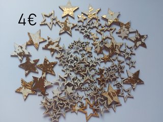 Estrellas decorativas madera y pan de oro