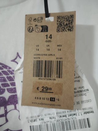 Camiseta niña Scalpers 14 años nueva