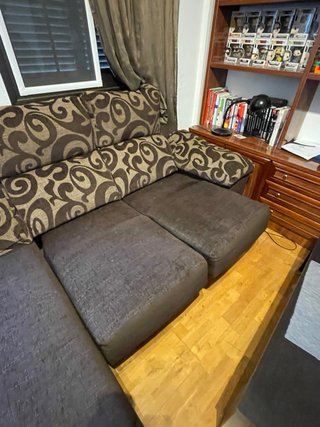 Sofá Chaiselongue Marrón y Multicolor