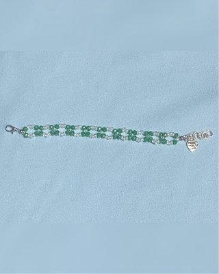 Bracciale Fatto a Mano Perline Verdi e Trasparenti