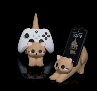 Soporte Gato 3 en 1 – Móvil y Mando  Impreso en 3D