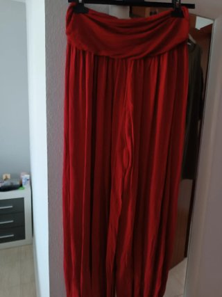 Pantalón bombacho rojo/burdeos de mujer