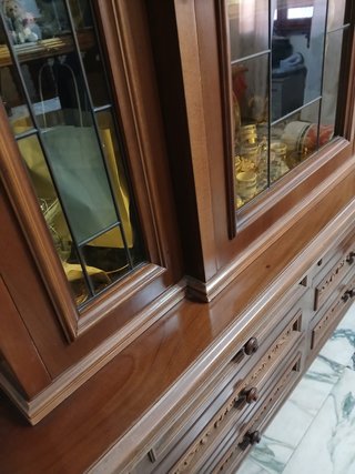 Credenza vetrina noce massello 6 cassetti