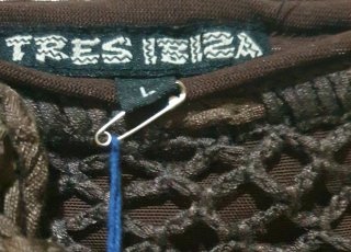 Falda marrón con crochet y pedrería