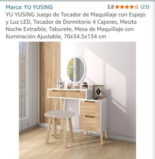 Tocador YU YUSING con espejo y luz LED