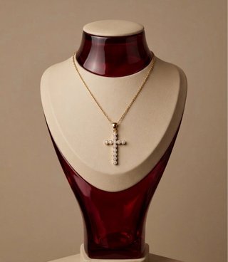 Collar Cruz Brillante Dorado