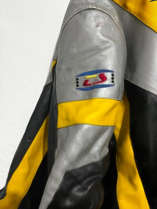 Chaquetade moto de piel /cuero tricolor
