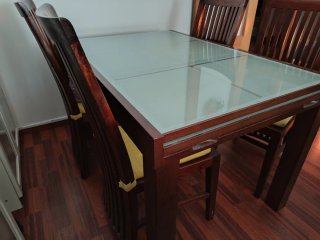 Mesa Comedor Extensible Cristal y Madera