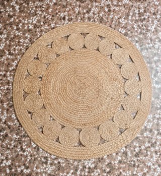 Alfombra Redonda Yute Natural Beige/Marrón