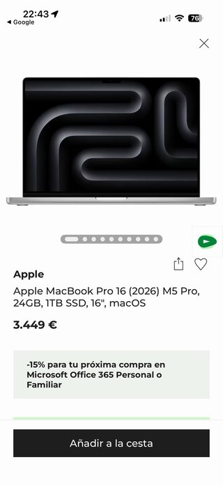 MacBook Pro 16 M5 Pro 24GB 1TB SSD
