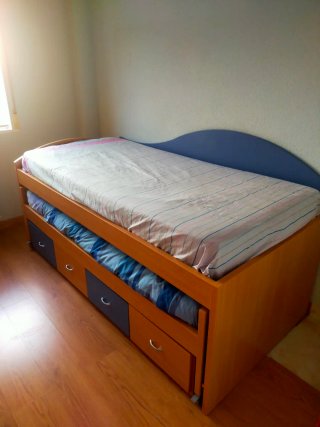 Cama nido con cajones de madera