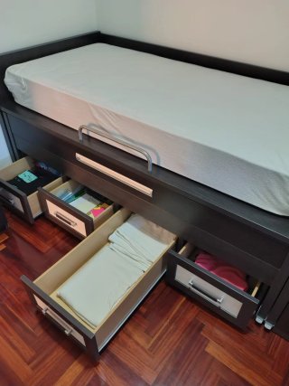 Cama nido juvenil con cajones y zapatero