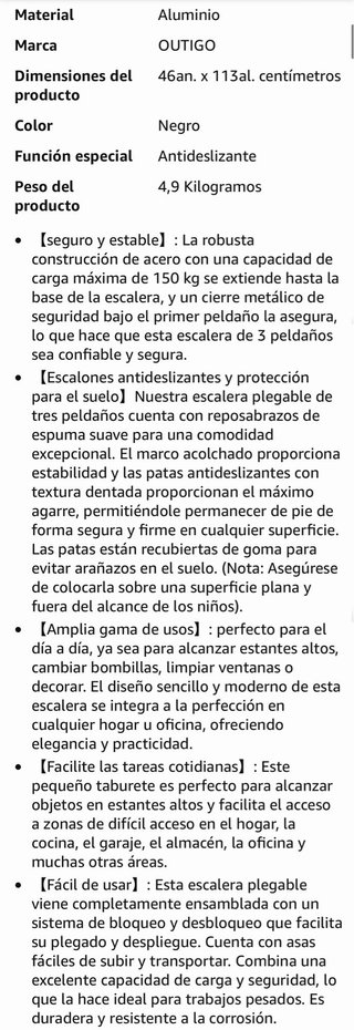 Escalera Plegable 3 Peldaños Antideslizante -150KG