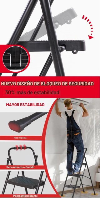 Escalera Plegable 3 Peldaños Antideslizante -150KG