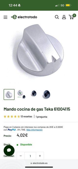 Placa de gas Teka 4 fuegos