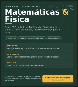 Clases particulares ONLINE matemáticas y física