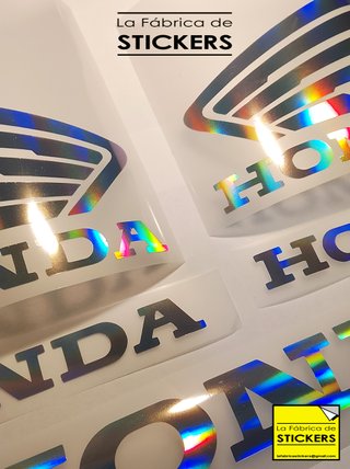 Pack HONDA 8 pegatinas vinilo holográfico de corte