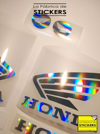 Pack HONDA 8 pegatinas vinilo holográfico de corte