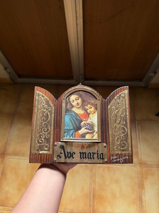Adorno Ave Maria madera y dorado