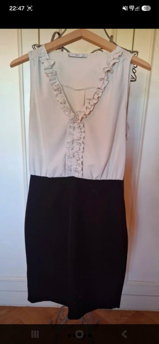 Vestito corto bianco e nero Mango estate o ufficio