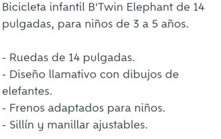 Bici infantil 14' con pedales