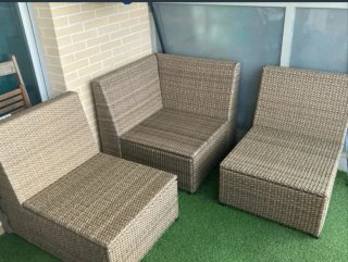 Conjunto esquinero jardín gris con almacenaje