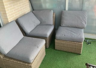 Conjunto esquinero jardín gris con almacenaje