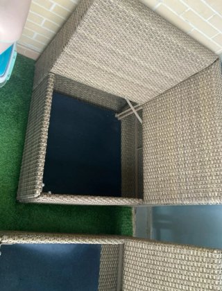Conjunto esquinero jardín gris con almacenaje