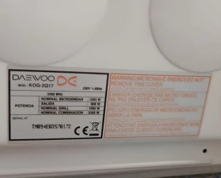Microondas Daewoo KOG-2017 Blanco