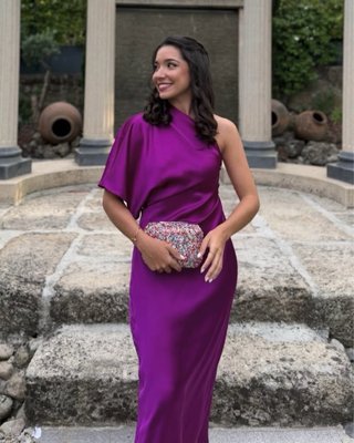 Vestido asimétrico satinado