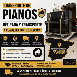 TRANSPORTE Y RETIRADA DE PIANOS – TODA ESPAÑA 🇪🇸