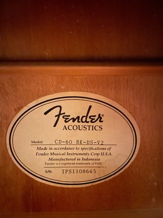 Fender CD-60 BK-DS-V2 Guitarra Acústica Negra