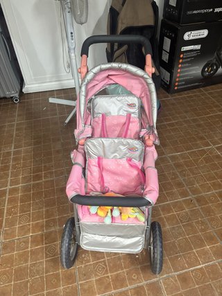 Carro gemelar Baby Born rosa