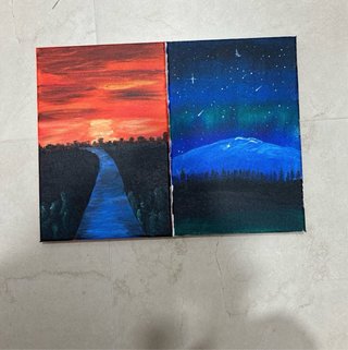 2 Cuadros Pintados a Mano - Paisajes