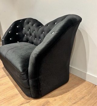 Sofá diseño 2 plazas negro terciopelo