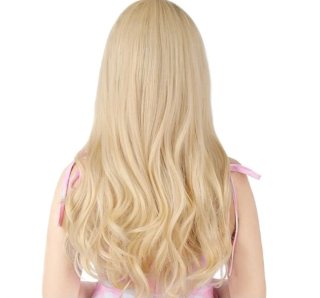 Peluca rubia con accesorios de concha rosa
