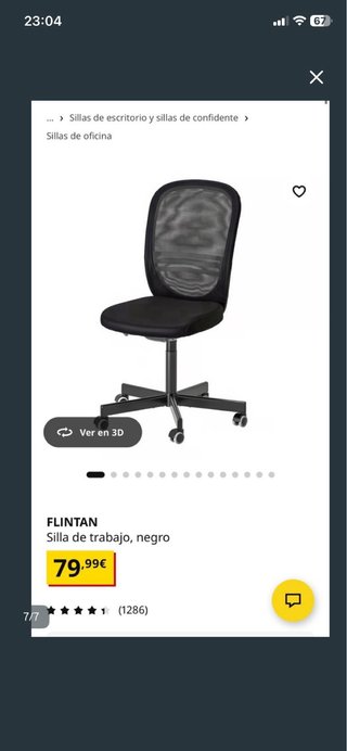 OFERTA!!!!!!!   Silla Oficina Ikea Flintan Negra