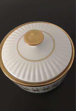 Portabonbon porcellana bianco e oro