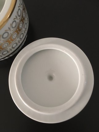 Portabonbon porcellana bianco e oro