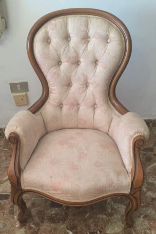 Butaca Clásica Madera Tapizado Rosa
