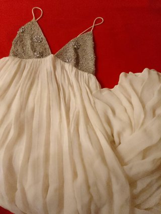 Vestido MIDI Zara abalorios crudo