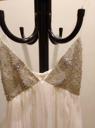 Vestido MIDI Zara abalorios crudo